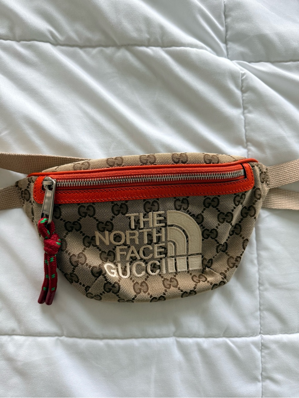 Gucci Beige Monogram Waist Bag with Orange Trim
